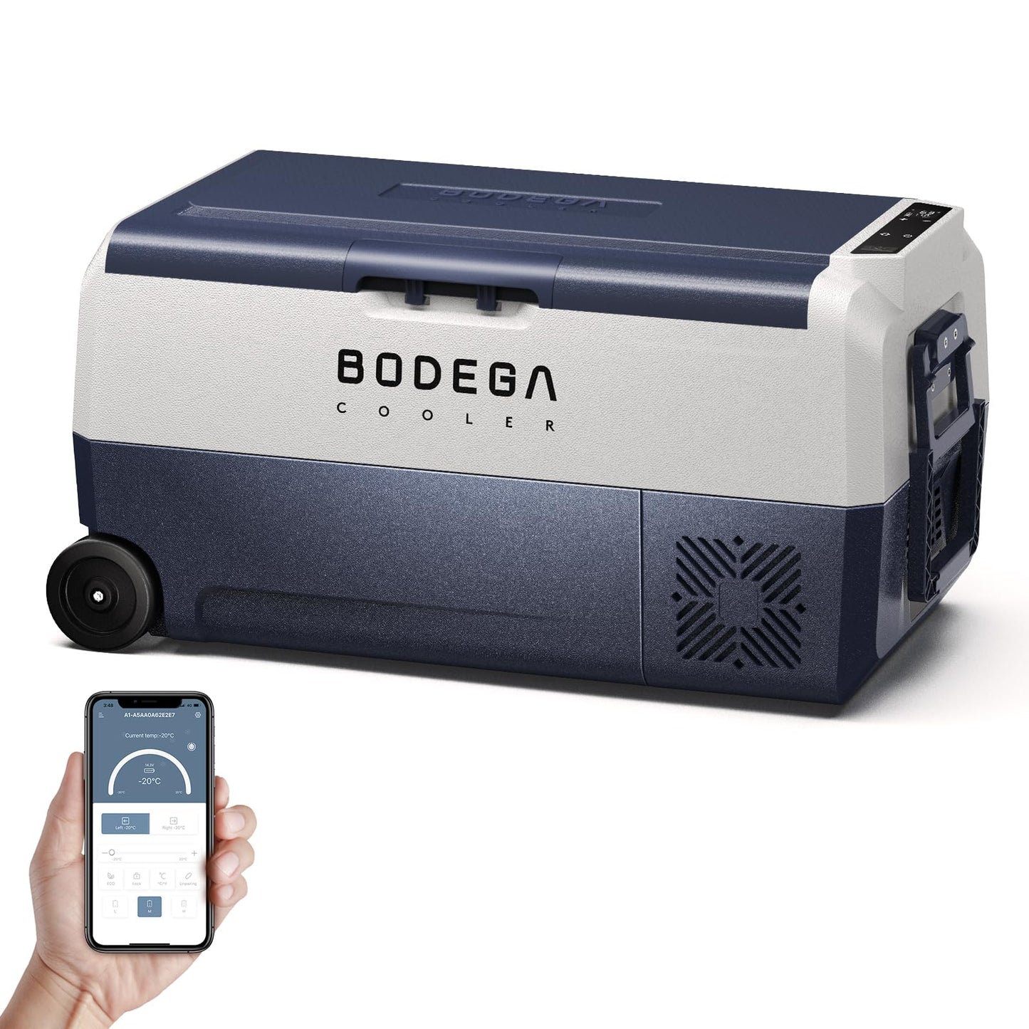 BODEGACOOLER 12 Volt Car Refrigerator,38 Quart Portable Truck Freezer,Electric Cooler Bluetooth Control,(36) -4℉-68℉ RV Refrigerator 12/24V DC and 100-240V AC for Travel,Camping,Road Trips,Van,Home