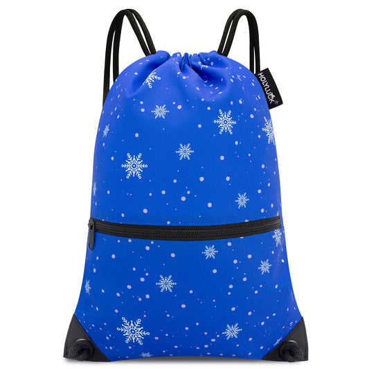 HOLYLUCK Drawstring Backpack Bag Sport Gym Sackpack (blue background snow)