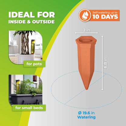 BioGreen Set of 4 Hydro Wine Watering System for Balcony and Pot Plants | Clay Watering Cones Suitable for Wine Bottles I Water Dispenser for Potted Plants | No Overwatering and Drying Out