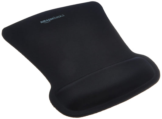 Amazon Basics Irregular Ergonomic Gel Computer Mouse Pad with Wrist Rest for Pain Relief, 10.1L x 8.1W inches, Black