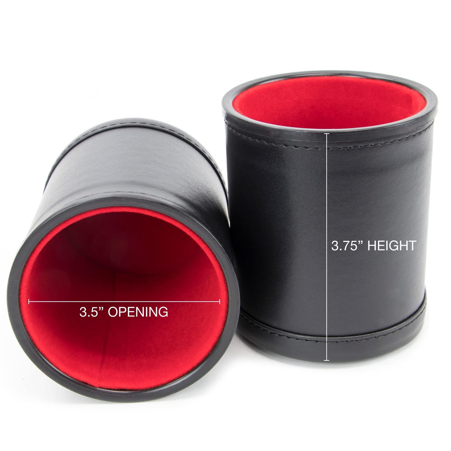 Brybelly Dice Set with Dice Shaker Cup - Perfect for Casino Dice Game for Family Leather - Poker Dice Shaker - 5 Red Lined Dice Cups and 25 Dice Sets