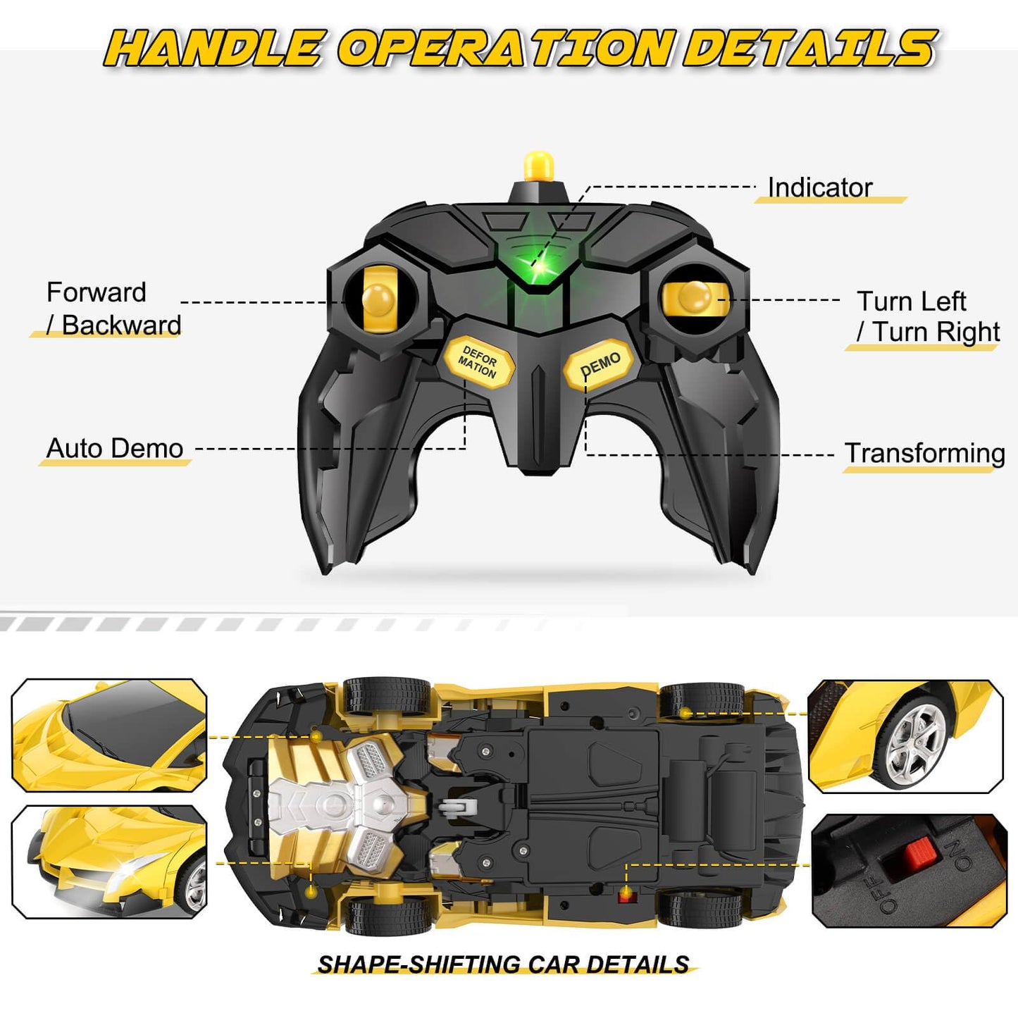 Britik Transform Remote Control Car Toy for Kids 4 5 6 7 8, Remote Control Car for Boys 4-7, Transform Cars for Boys 4-6, Toy Car 5 Year Old Boy, Toys for 3 4 5 6 7 8 9 10 11 12 Years Old Boy