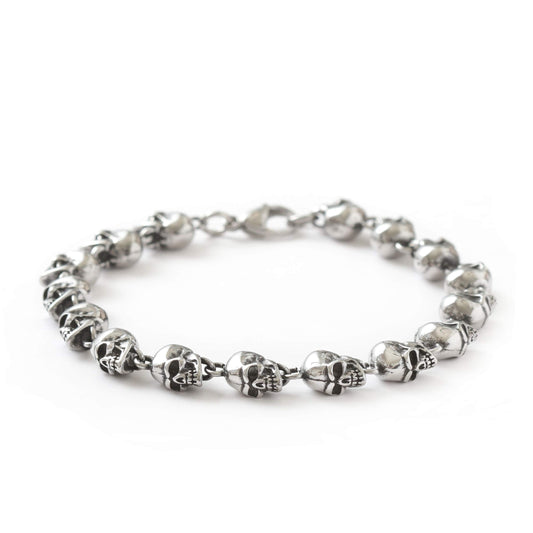 HAQUIL Stainless Steel Skull Bead Linked Bracelet for Men and Women, Skull Jewelry Gift (AD)