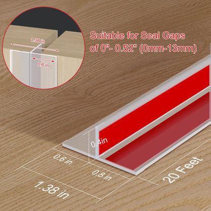 Benory 20Ft T-Shaped Silicone Weather Stripping Seal, Door Seal Tape for Doors and Windows, Blocks Cold Drafts and Reduces Noise