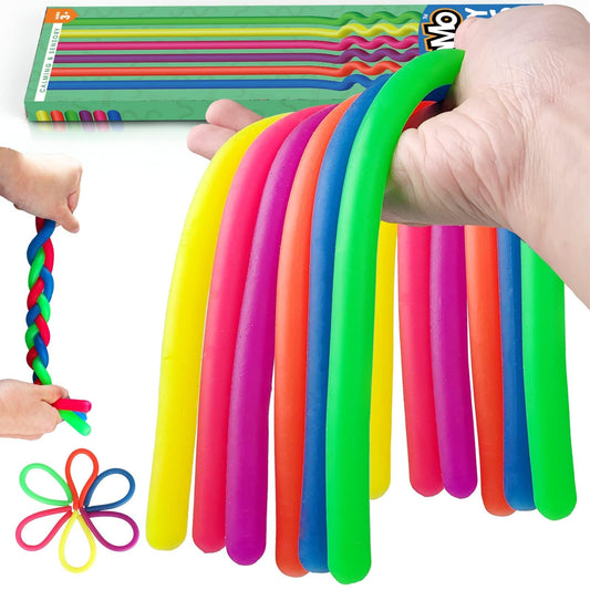 BUNMO Stretchy Strings - Sensory Toys for Toddlers - Stimulating & Addictive Sensory Toys for Kids - Fidget Toy - Hours of Fun for Kids - Non-Mouthable Toy 3+ - Smooth 6 Pack