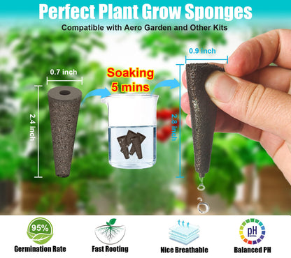 Aerogarden Pod Replacement Kit - Hydroponic Accessories with 12 Grow Sponges, Baskets, Labels, Domes and A&B Nutrients