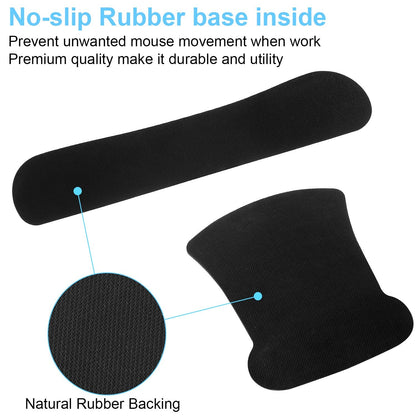 3 in 1 Ergonomic Mouse Pad with Wrist Rest and Keyboard Wrist Support Set with Coaster, Cute Wrist Pad with Non-Slip Rubber Base and Raised Memory Foam, Easy Typing & Pain Relief, Weeds Flower
