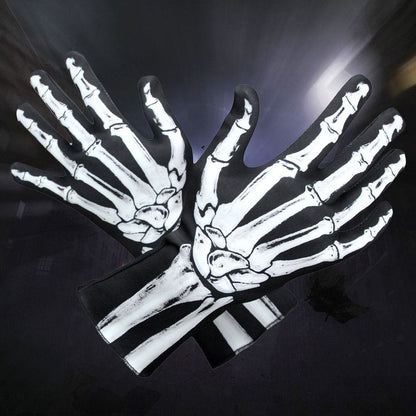 Amosfun Halloween Skeleton Gloves Full Finger Skeleton Gloves Unisex Halloween Party Cosplay Costume Accessory 11.8 x 4 Inch