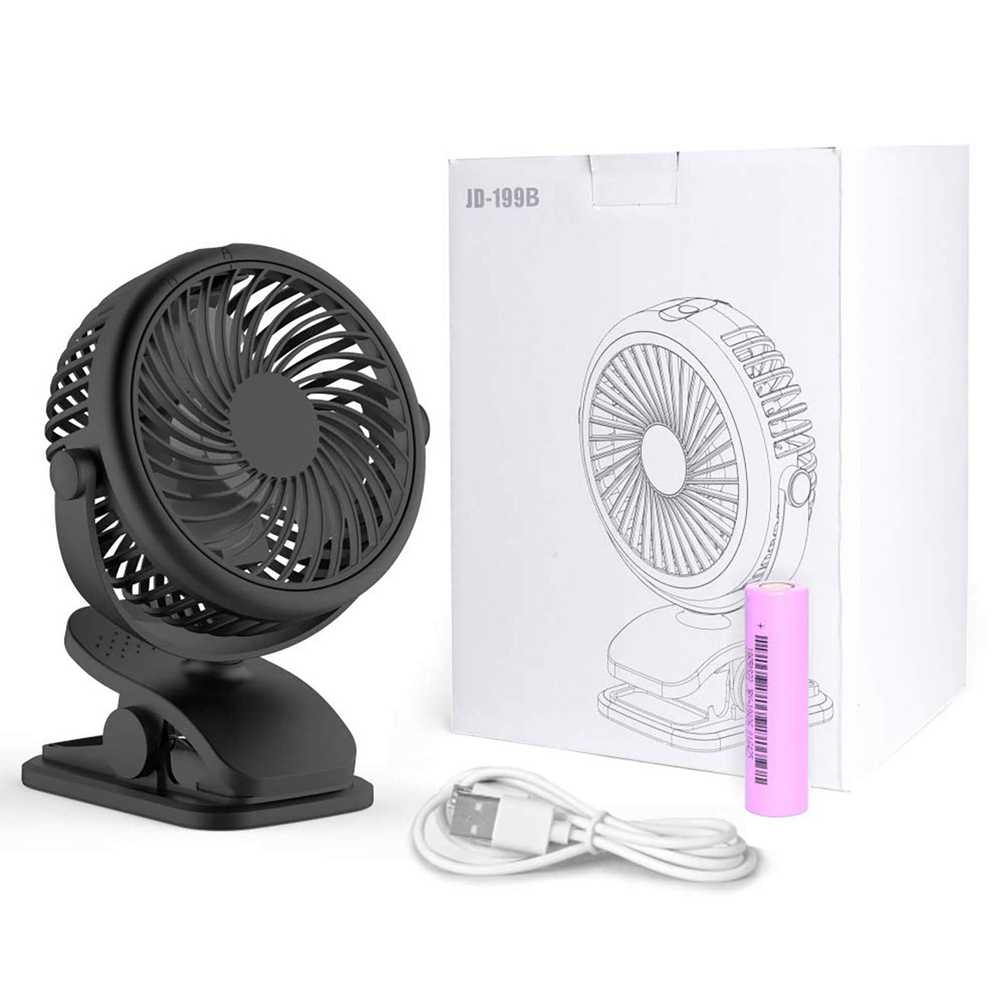 Cambond Clip on Fan for Baby - Rechargeable Battery Powered Stroller Fan Portable Small Desk Fan for Baby Carseat Travel Camping College Dorm Essentials, Black