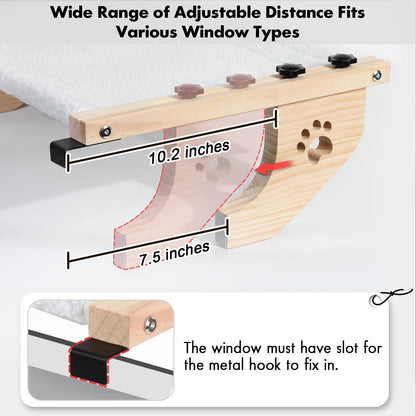 AMOSIJOY Cat Sill Window Perch Sturdy Cat Hammock Window Seat with Wood & Metal Frame for Large Cats, Easy to Adjust Cat Bed for Windowsill, Bedside, Drawer and Cabinet