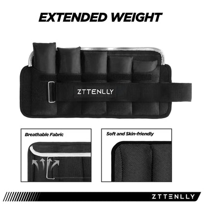 Adjustable Ankle Weights 1-5/10/15/20LBS Pair with Carry Bag - Breathable Fabrics, Reflective Trim - Strength Training Leg Wrist Arm Ankle Walking Weights Sets for Women Men Kids