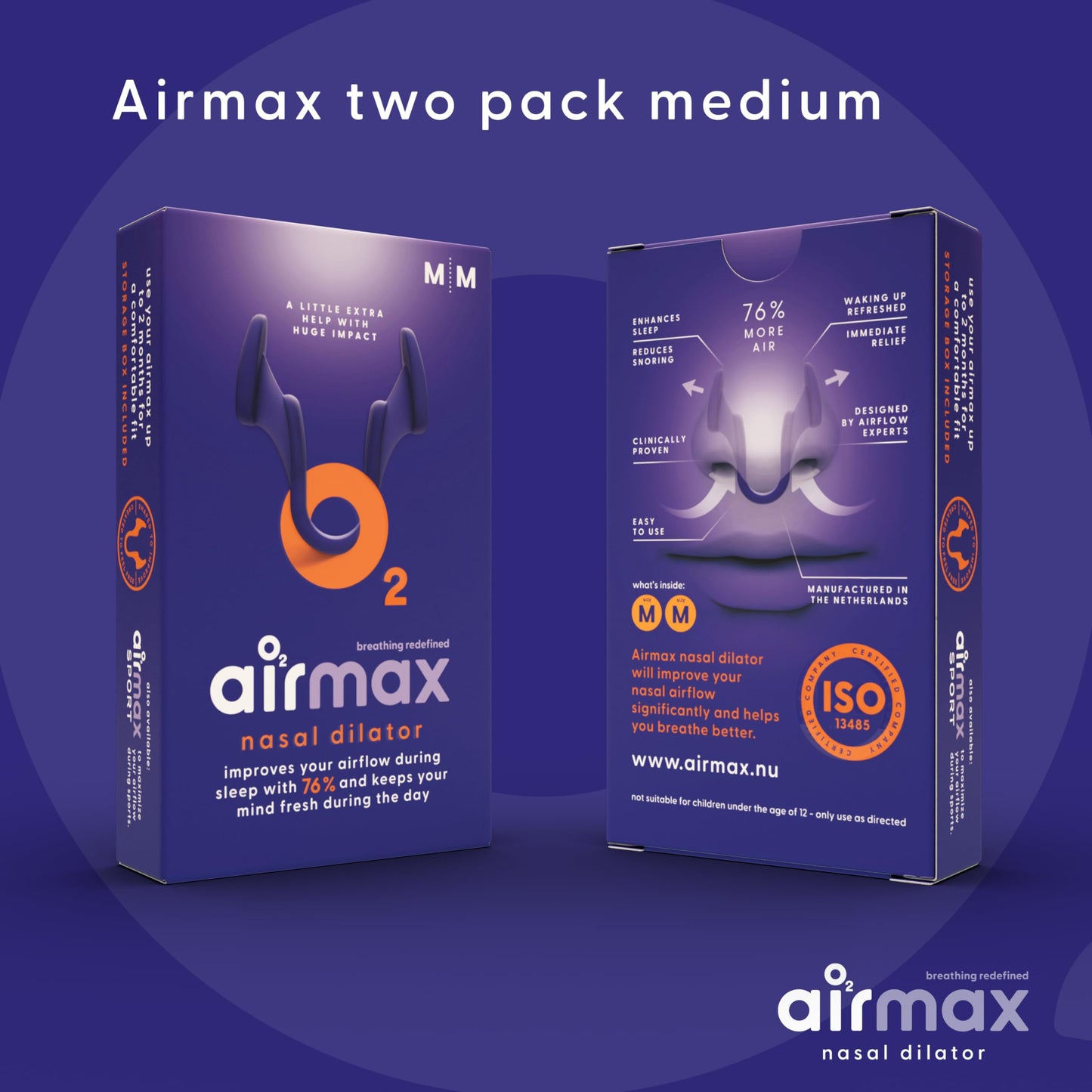 AIRMAX Nasal dilators for Sleeping - 76% More Airflow - Anti snoring Devices - Breathe Freely Through The Nose - Sinus Relief, Relief and snoring Solution - 2X Medium Orange - 6 Month Relief