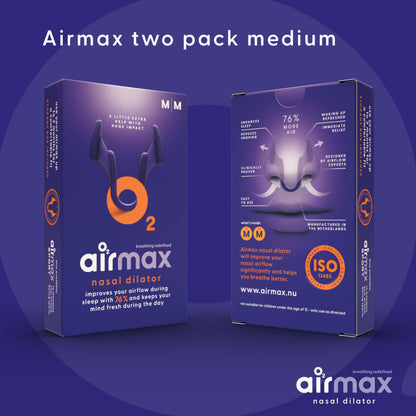 AIRMAX Nasal dilators for Sleeping - 76% More Airflow - Anti snoring Devices - Breathe Freely Through The Nose - Sinus Relief, Relief and snoring Solution - 2X Medium Orange - 6 Month Relief