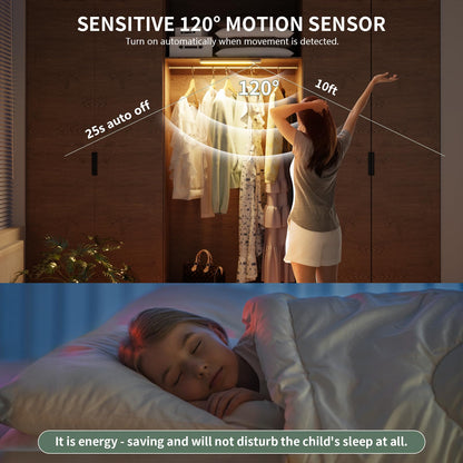 BokiHuk Cabinet Lighting LED with Motion Sensor Pack of 2 Cabinet Light Cabinet Light LED Strip Dimmable USB Rechargeable Under-Unit Light Kitchen for Wardrobe, Stairs, Boot