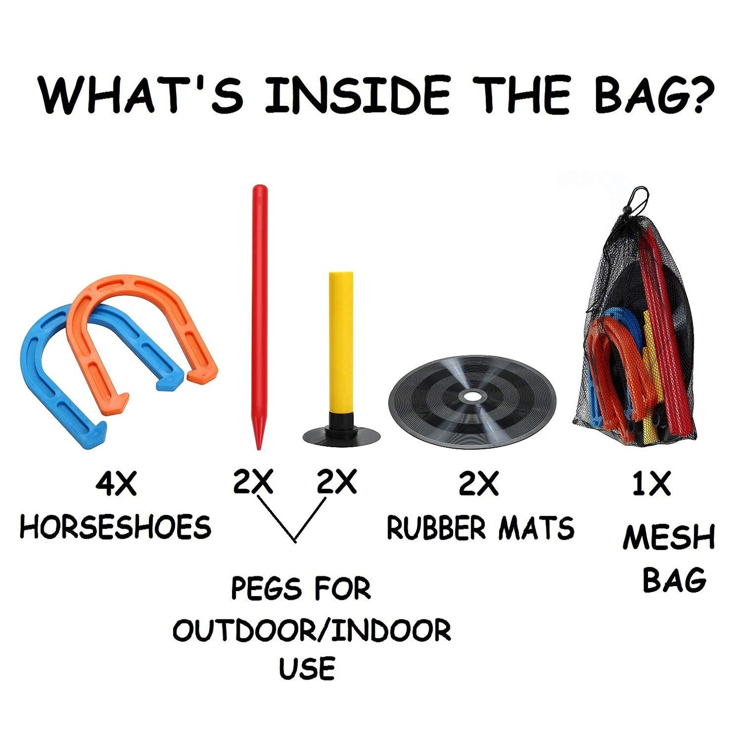 Win SPORTS Rubber Horseshoes Game Set for Outdoor Indoor Games,Beach Games - Perfect for Backyard and Fun for Kids and Adults! (Orange&Blue)