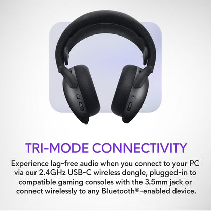 Alienware Tri-Mode Wireless Gaming Headset AW725H - Wired/Wireless, Bluetooth 5.3, Audio Output - 20 Hz, Mini-Phone (3.5mm), Battery Talk Time Up to 55 Hrs (Bluetooth), Dark Side of The Moon