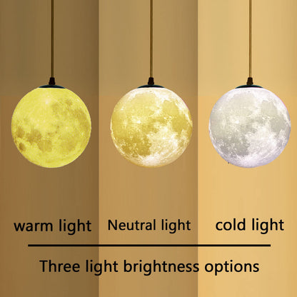 HFUGUD Plug in Pendant Lighting with Cord,Hanging Lamps That Plug Into Wall Outlet White,16.4Ft Hanging Light Cord with Switch,3D Paint Hanging Moon Light for Kids Room(Bulb Included)