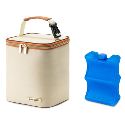 BABEYER Breastmilk Cooler Bag with Ice Pack Fits 4 Baby Bottles Up to 9 Ounce, Baby Bottle Bag Great for Nursing Mom Daycare