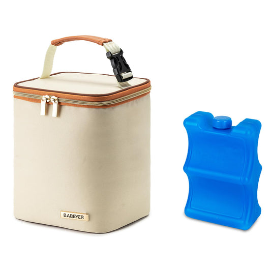 BABEYER Breastmilk Cooler Bag with Ice Pack Fits 4 Baby Bottles Up to 9 Ounce, Baby Bottle Bag Great for Nursing Mom Daycare