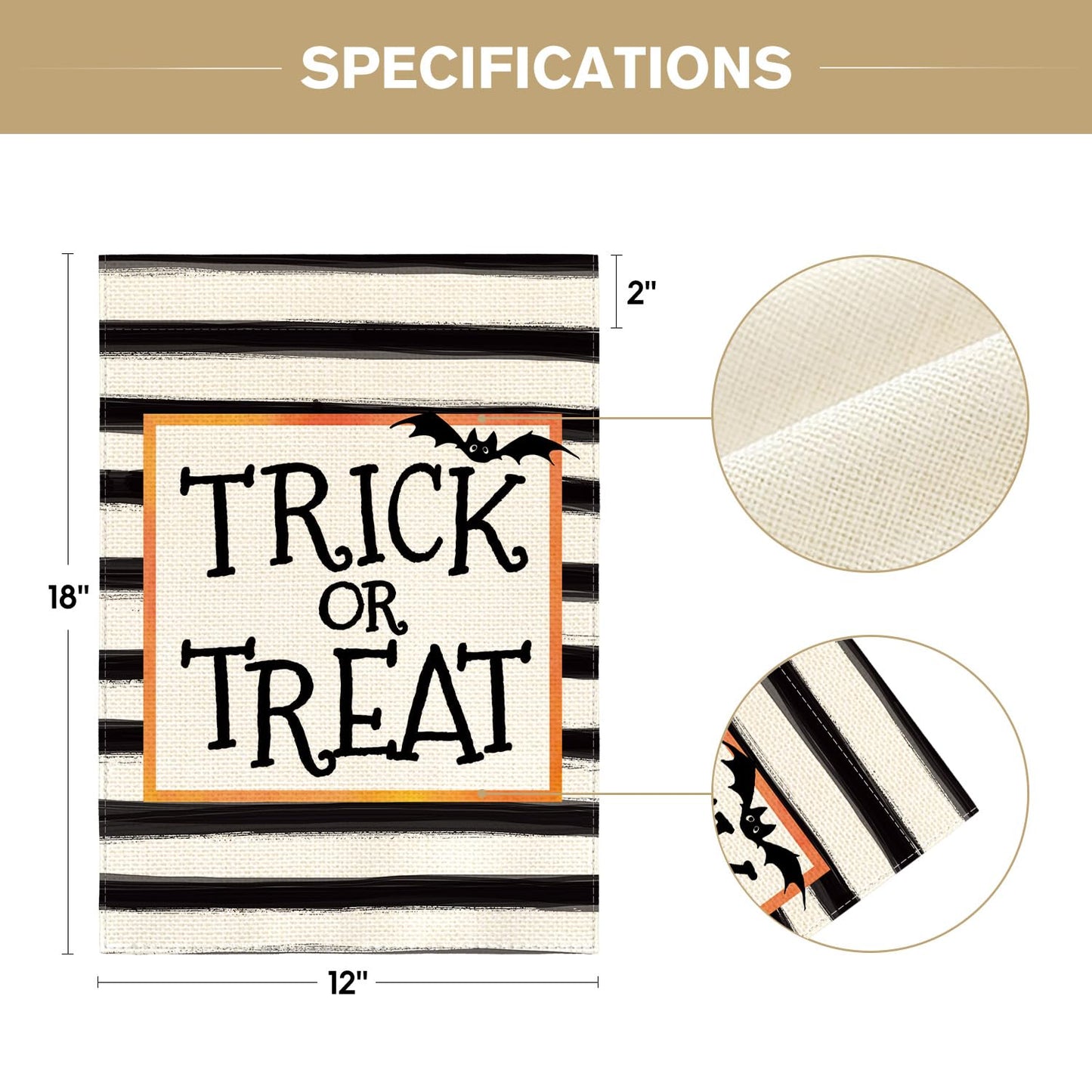 AVOIN colorlife Trick or Treat Garden Flag 12 x 18 Inch Double Sided Outside, Halloween Holiday Yard Outdoor Flag