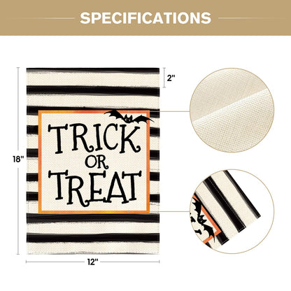 AVOIN colorlife Trick or Treat Garden Flag 12 x 18 Inch Double Sided Outside, Halloween Holiday Yard Outdoor Flag