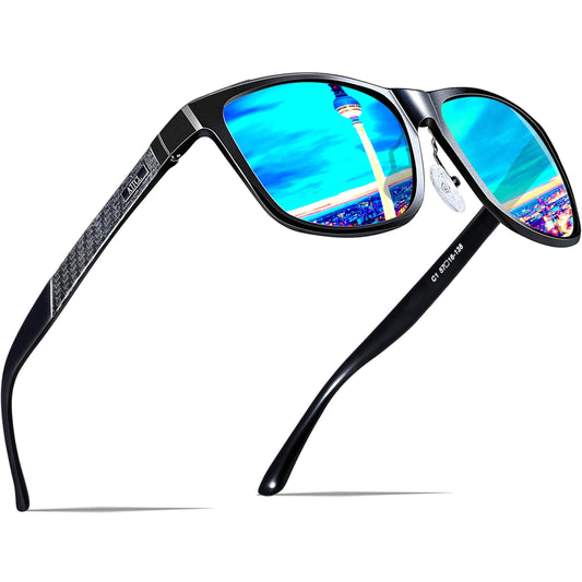 ATTCL Men's Retro Metal Frame Driving Polarized Sunglasses For Men 18587blue