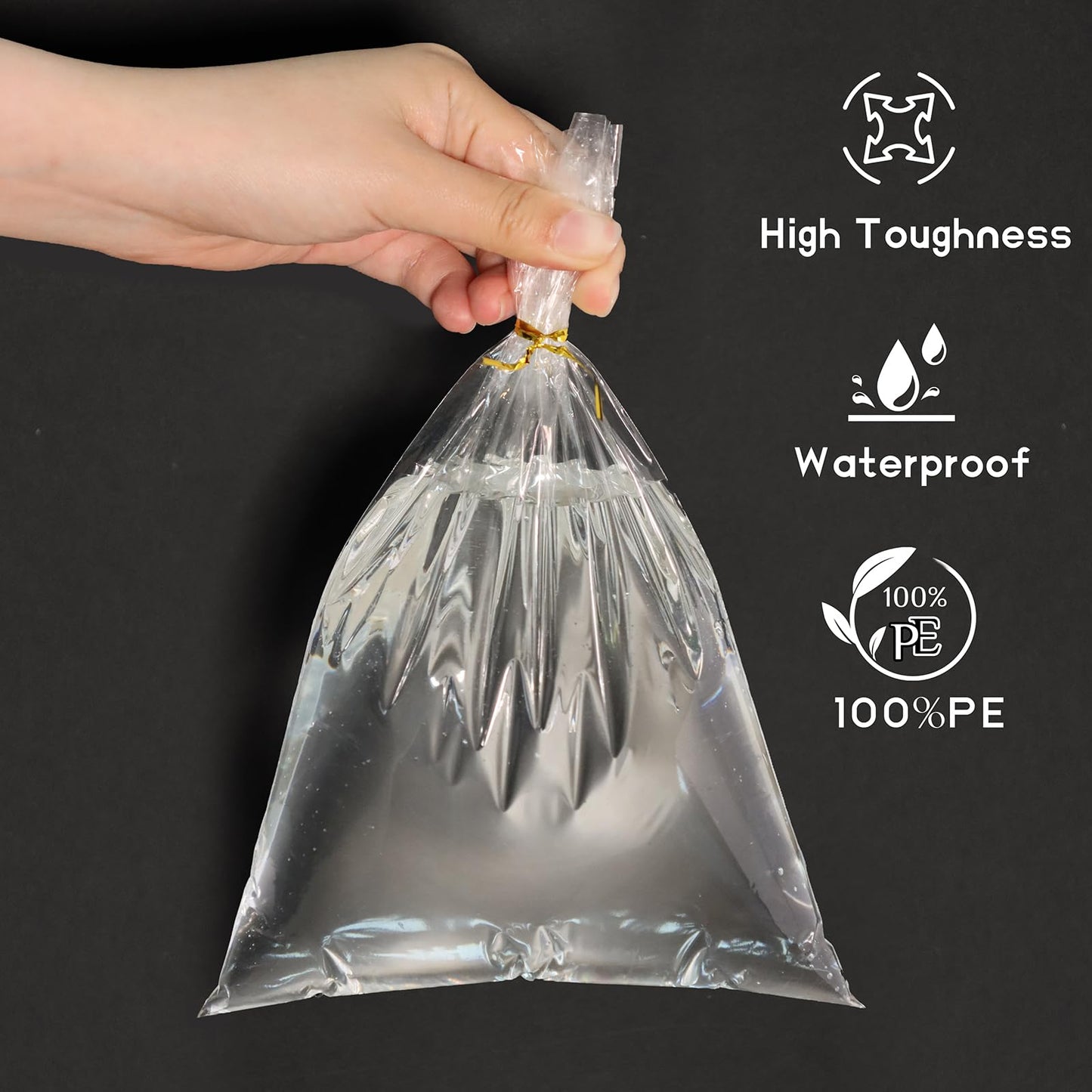 WIKDAY Cellophane Bags 50 PCS 10x14 Inches Clear Gift Gags with Ties Plastic Treat Party Favor Candy Bags for Gift Giving, Packaging Snack, Products