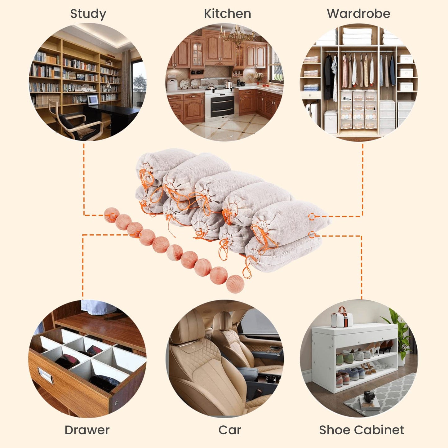 Homode Cedar Bags and Sachets - Aromatic Cedar Wood Blocks and Shavings for Clothes and Shoes Storage, Ideal for Closets and Drawers, 20 Pack