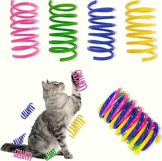 AGYM Cat Spring Toys, 30 Pack Cat Spiral Springs for Indoor Cats, Colorful & Durable Plastic Spring Coils Attract to Swat, Bite, Hunt, Interactive Toys for Kittens