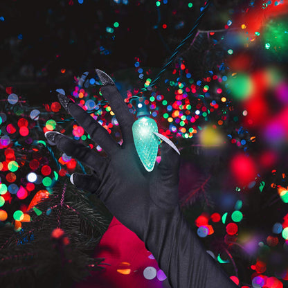 Amosfun Gloves Halloween Nails Halloween Party Costume Gloves Attached Long Fingernails,Pack of 2 (Black)…