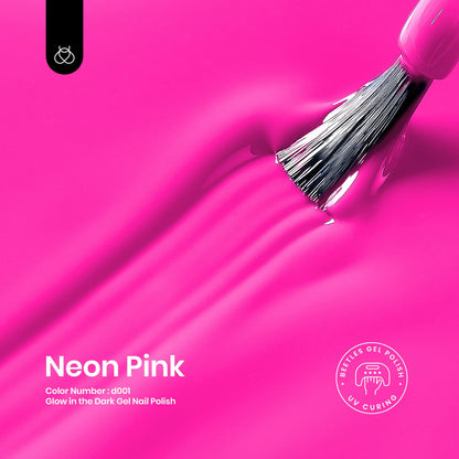 Beetles Hot Pink Gel Nail Polish - Luminous Pink Gel Polish 15ml Glow in the Dark Pink Halloween Soak Off Uv LED Nail Lamp Nail Art Manicure Salon DIY Home for Women Girls