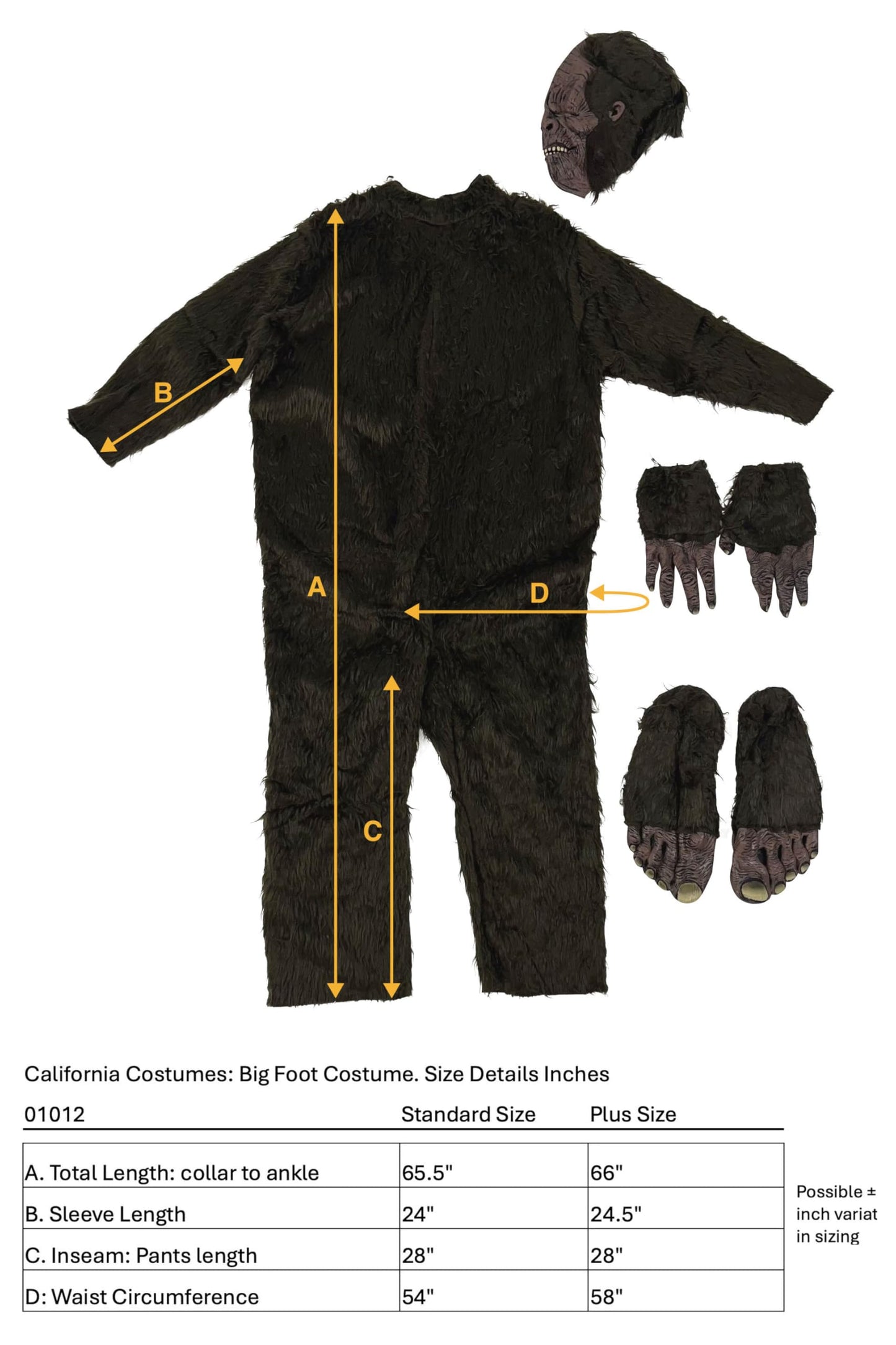California Costumes mens Big Foot Suit in Plus Adult Sized Costumes, Brown,, Plus