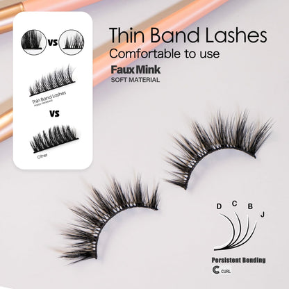 Happy Heartbeat 3D False Eyelashes Spiky Wispy Natural Cat Eye Manga Fluffy Soft Faux Mink lashes Reusable Short Fake Lashes 10 Pairs(H2)