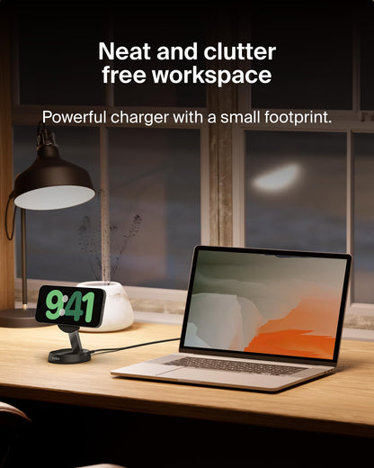 Belkin Convertible Magnetic Charging Stand 15W - MagSafe-Compatible Fast Qi2 Charger for Apple iPhone 15, 14, 16, 16 Plus, 16 Pro, 16 Pro Max, Airpods Pro, & More - Black