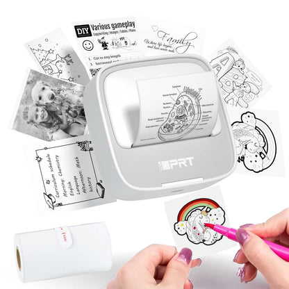 iDPRT Portable Sticker Maker Machine with 1 Roll Sticker Paper, Mini Printer Efficiently and Quickly, Thermal Printer for Study Notes, Pictures, DIY, Label, Free App with Multiple Templates, Grey