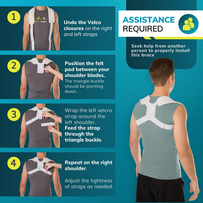 BraceAbility Clavicle Support Brace - Figure 8 Upper Back Brace Posture Corrector for Women and Men, Shoulder Straightener, Kyphosis Relief, Sling for Injuries and Fractures (Medium)
