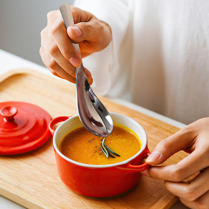 AOOSY 6-Piece Heavy Weight Soup Spoons,Stainless Steel Asian Soup Spoon with Ergonomic Short Handle for Ramen, Curry, Cereals