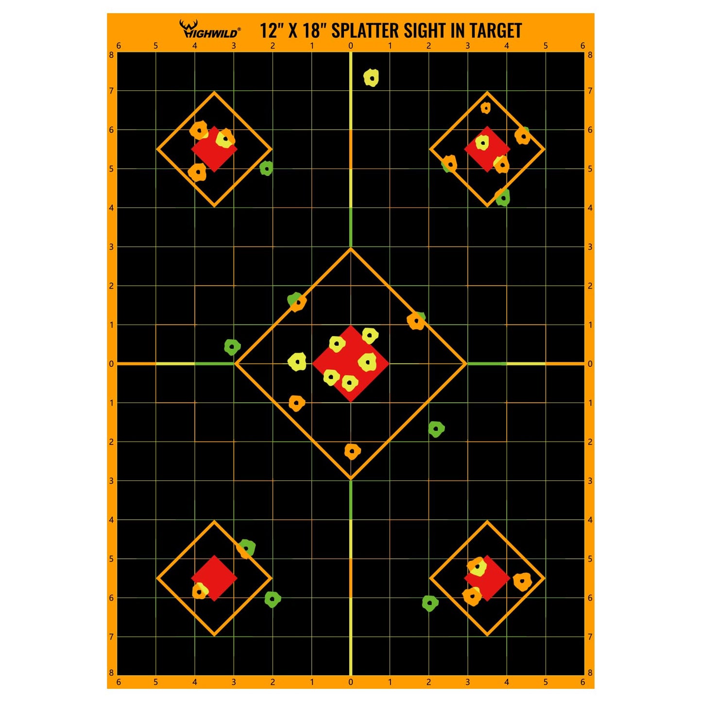 Highwild Sight in Splatter Paper Targets - Splash Effect of Multiple Colors - 12x18 Inch (50 Pack)