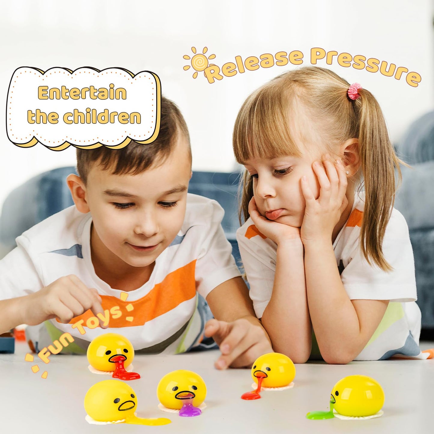 ATKSUNIEE 4-Pack Vomiting Egg Stress Ball, Novelty Stress Balls Toys, Puking Slime Egg Yolk Toy,Halloween Stress Relief Squeeze Toy.