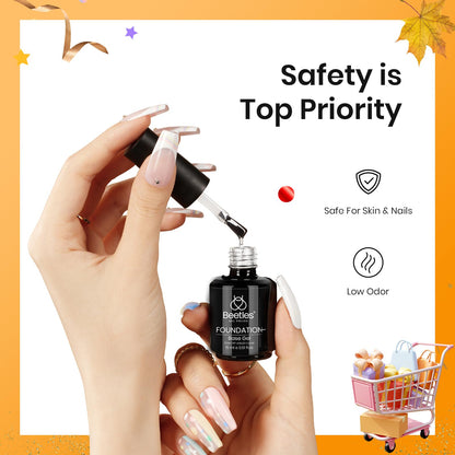 Beetles 3Pcs 15ml Builder Nail Gel with No Wipe Top Coat Gel Nail Polish and Base Coat Halloween Set for Nails Shine Finish and Long Lasting Nail Protection UV/LED Lamp Needed Gift for Women