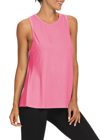 Bestisun Open Back Workout Tops Yoga Athletic Yoga Fitness Gym Clothes Activewear for Women Pink XL