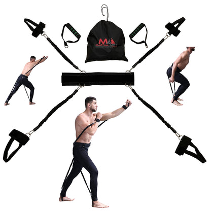 Boxing Bands, Boxing Resistance Bands, Full Body Resistance Band, MMA Training Equipment, Boxing Equipment, Punching Bands, 150 lbs Bands for Home Fitness Workout, Punching Resistance Bands (Black)