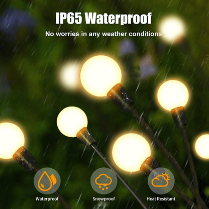 CALFVIC 8 Pack 64 LED Solar Garden Lights - Plastic Swaying Design for Brighter Glow, Solar-Powered & Waterproof, Easy Setup with Two Modes, Perfect for Yard/Garden - Warm White
