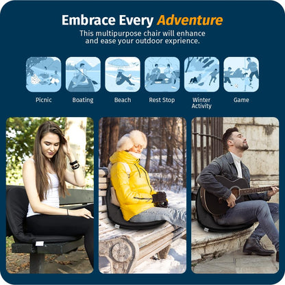 Alpcour Folding Stadium Seat – Deluxe Outdoor Camping Reclining Waterproof Cushion Chair for Bleachers – Best 6-Position Back Support Picnic Bleacher Seats w/Extra Thick Padding for Support & Comfort