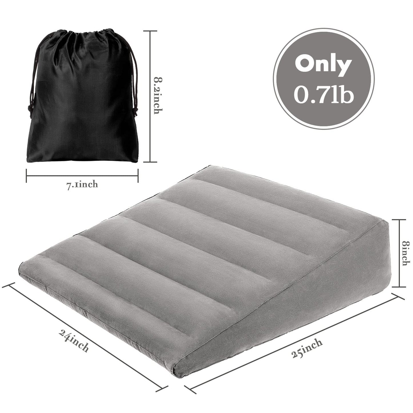 Inflatable Wedge Pillow for Sleeping, Portable Travel Wedge Pillow for Sitting in Bed, Inflatable Wedge Pillows for Travel, Blow Up Wedge Pillow Under Knee Pillow