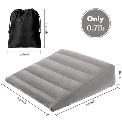 Inflatable Wedge Pillow for Sleeping, Portable Travel Wedge Pillow for Sitting in Bed, Inflatable Wedge Pillows for Travel, Blow Up Wedge Pillow Under Knee Pillow
