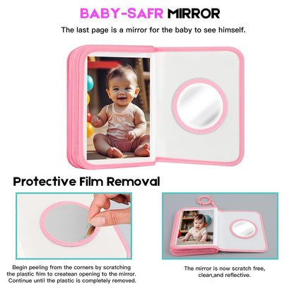 Baby Photo Book Holds 21 4x6 Photos, My First Photo Album for Baby or Toddler, "Love" Baby Photo Book Soft No Hard Edges, Cute Book Gift for Baby Shower Newborns Family Photos (Pink)