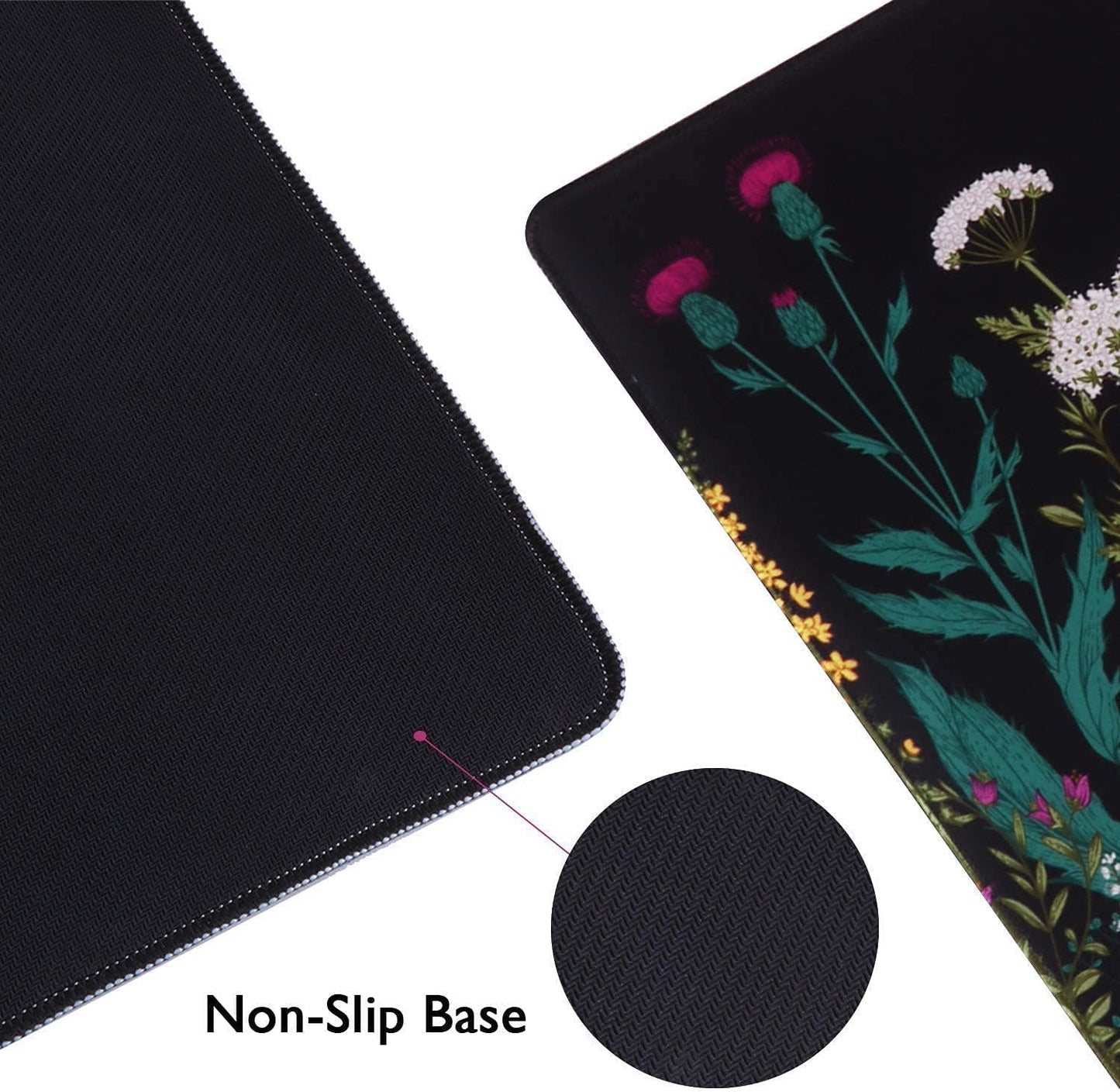 iCasso Desk Mat, Big Desk Pad, XXL Extended Gaming Mouse Pad, Large Mouse Pad for Desk Rubber Base Mousepad with Stitched Edges, Keyboard Mouse Mat for Work, Game, Office, Home - Weeds