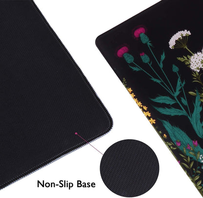 iCasso Desk Mat, Big Desk Pad, XXL Extended Gaming Mouse Pad, Large Mouse Pad for Desk Rubber Base Mousepad with Stitched Edges, Keyboard Mouse Mat for Work, Game, Office, Home - Weeds