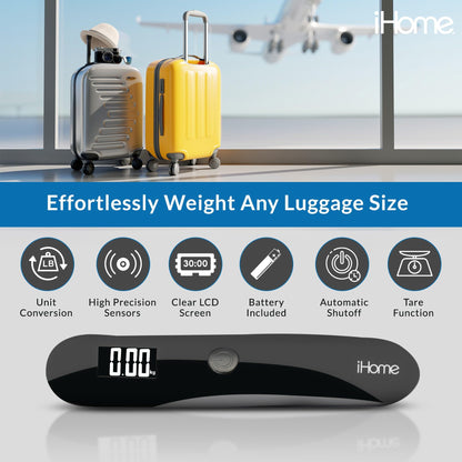 iHome Digital Luggage Scale, Battery Included, Travel Scale Luggage Weight, Baggage, Suitcase Scale, Luggage Scale Travel Digital, Hanging Scale, Luggage Weight Scale